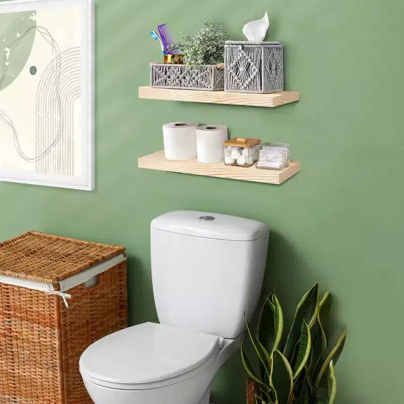 Sorbus Confezione da 2 Mensole Fluttuanti in Legno Massello da 40 cm - per Arredo Bagno, Libri, Camera da Letto e Soggiorno