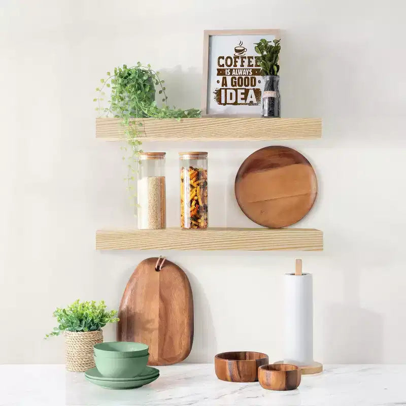 Sorbus Confezione da 2 Mensole Fluttuanti in Legno Massello da 40 cm - per Arredo Bagno, Libri, Camera da Letto e Soggiorno