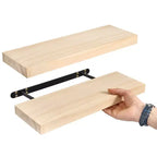 Sorbus Confezione da 2 Mensole Fluttuanti in Legno Massello da 40 cm - per Arredo Bagno, Libri, Camera da Letto e Soggiorno