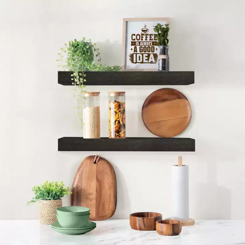 Sorbus Confezione da 2 Mensole Fluttuanti in Legno Massello da 40 cm - per Arredo Bagno, Libri, Camera da Letto e Soggiorno