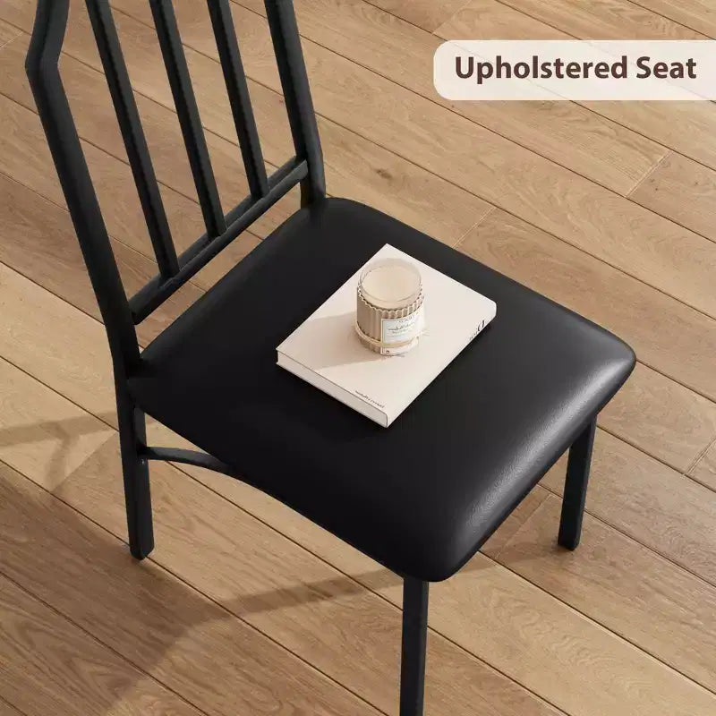 Set da pranzo compatto con bordi smussati e sedie imbottite, perfetto arredamento da cucina e sala da pranzo per piccoli appartamenti e case