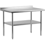 Stainless Steel Table, Heavy-Duty Metal Commercial Prep Table with Open Storage Racks for Restaurant Kitchens, Home, Hotels, Food Preparation