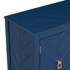 Credenza a quattro ante Clihome da 63 pollici, design a motivi geometrici con maniglie vintage, tavolo stretto da ingresso con gamba centrale