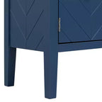 Credenza a quattro ante Clihome da 63 pollici, design a motivi geometrici con maniglie vintage, tavolo stretto da ingresso con gamba centrale