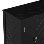 Credenza a quattro ante Clihome da 63 pollici, design a motivi geometrici con maniglie vintage, tavolo stretto da ingresso con gamba centrale