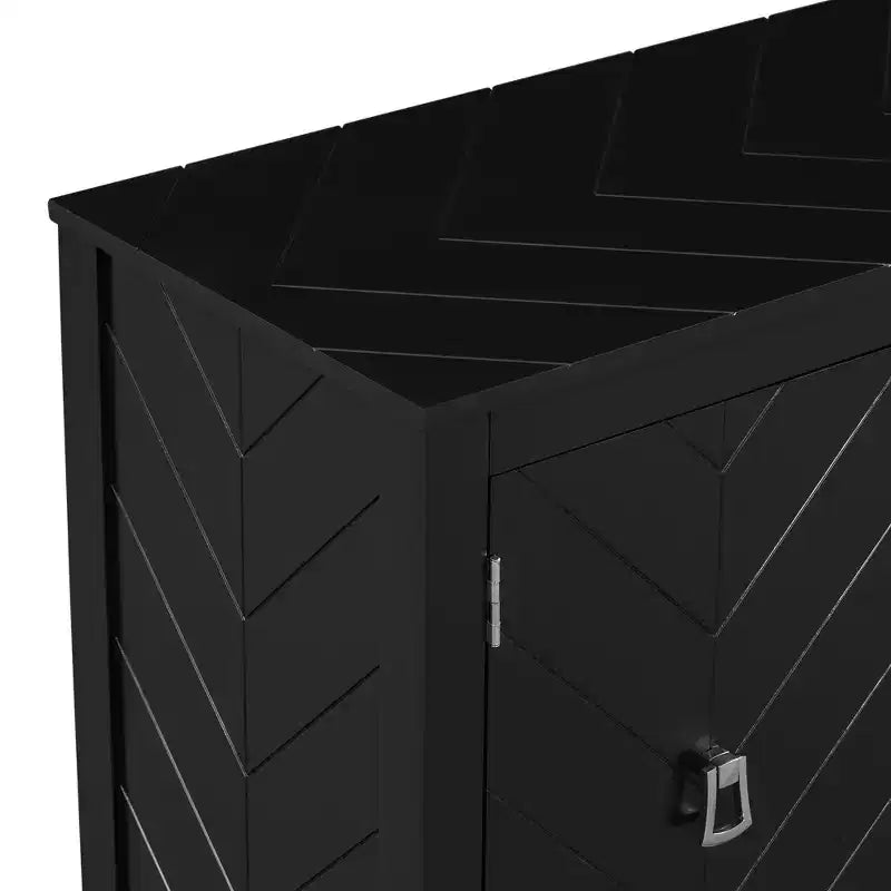 Credenza a quattro ante Clihome da 63 pollici, design a motivi geometrici con maniglie vintage, tavolo stretto da ingresso con gamba centrale