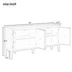 Credenza a quattro ante Clihome da 63 pollici, design a motivi geometrici con maniglie vintage, tavolo stretto da ingresso con gamba centrale
