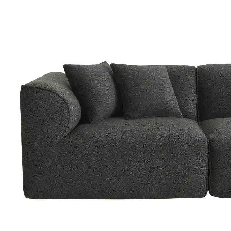 Divano da salotto di lusso a 4 posti in velluto Clihome con pouf mobile, divano imbottito