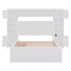 Bellemave Letto Matrimoniale in Legno con Mobiletto Tutto-in-uno, Ripiano e Prese, Letto Estraibile Singolo, Bianco