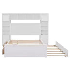 Bellemave Letto Matrimoniale in Legno con Mobiletto Tutto-in-uno, Ripiano e Prese, Letto Estraibile Singolo, Bianco