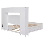 Bellemave Letto Matrimoniale in Legno con Mobiletto Tutto-in-uno, Ripiano e Prese, Letto Estraibile Singolo, Bianco
