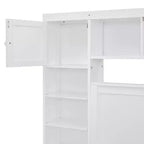Bellemave Letto Matrimoniale in Legno con Mobiletto Tutto-in-uno, Ripiano e Prese, Letto Estraibile Singolo, Bianco