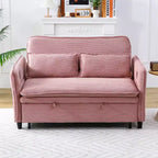 MAYEERTY Pink Letter Striped Fabric Multifunctional Loveseat Sofa Bed for Bedroom Living Room