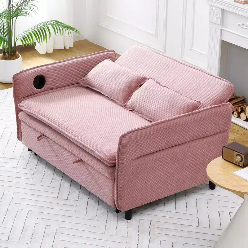 MAYEERTY Divano Letto Multifunzionale in Tessuto a Righe Rosa con Lettere per Camera da Letto e Soggiorno