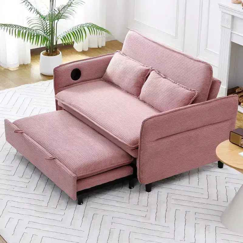 MAYEERTY Divano Letto Multifunzionale in Tessuto a Righe Rosa con Lettere per Camera da Letto e Soggiorno