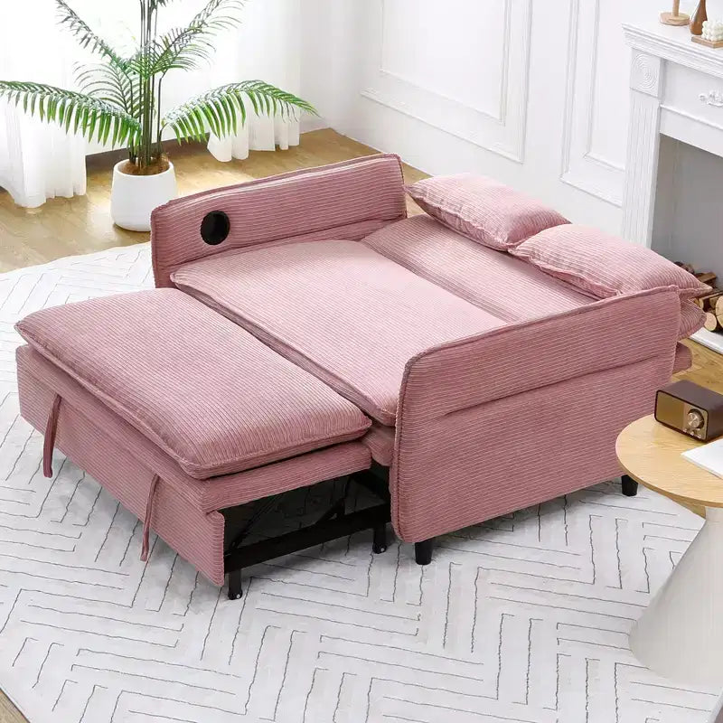 MAYEERTY Divano Letto Multifunzionale in Tessuto a Righe Rosa con Lettere per Camera da Letto e Soggiorno
