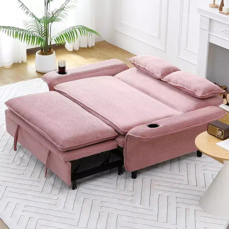 MAYEERTY Divano Letto Multifunzionale in Tessuto a Righe Rosa con Lettere per Camera da Letto e Soggiorno