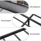 Letto King Size con Cassetti Contenitore e Stazione di Ricarica USB, Letto Imbottito con Piattaforma