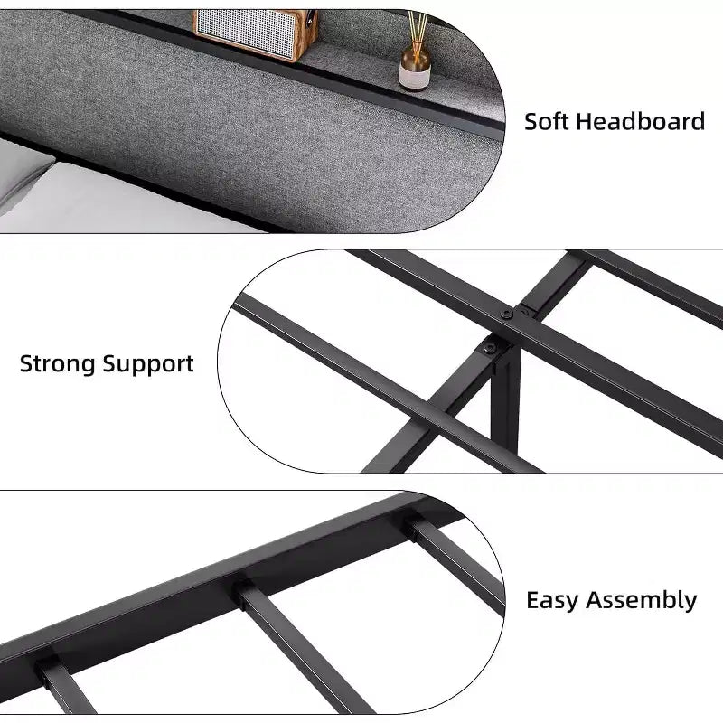 Letto King Size con Cassetti Contenitore e Stazione di Ricarica USB, Letto Imbottito con Piattaforma