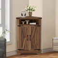 Farmhouse Corner Bathroom Cabinet with Barn Door & Adjustable Shelf, Storage Cabinets for Bathroom, Kitchen, Living Room