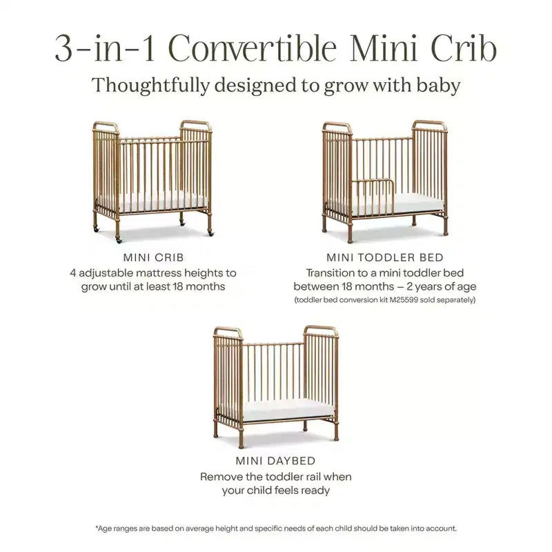 Culla mini convertibile 3-in-1 in metallo Namesake Abigail