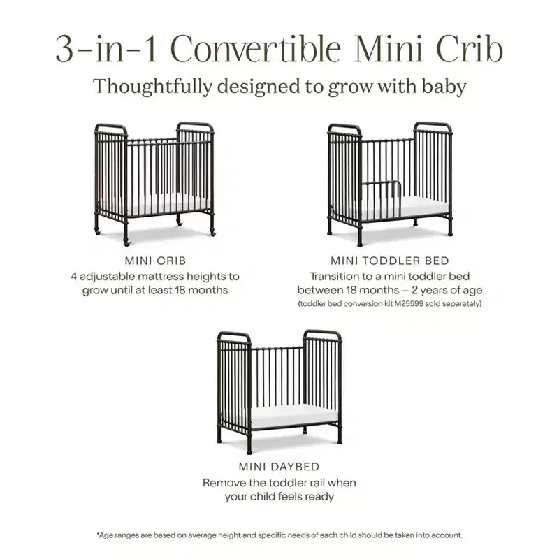 Culla mini convertibile 3-in-1 in metallo Namesake Abigail
