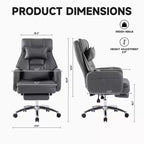 Sedia Girevole Ergonomica da Ufficio, Sedia da Ufficio con Schienale Alto in Pelle Tecnologica con Supporto Lombare e Poggiatesta, Sedia da Computer Reclinabile