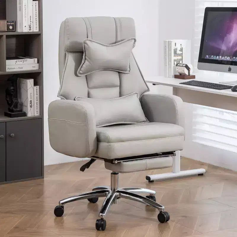 Sedia Girevole Ergonomica da Ufficio, Sedia da Ufficio con Schienale Alto in Pelle Tecnologica con Supporto Lombare e Poggiatesta, Sedia da Computer Reclinabile
