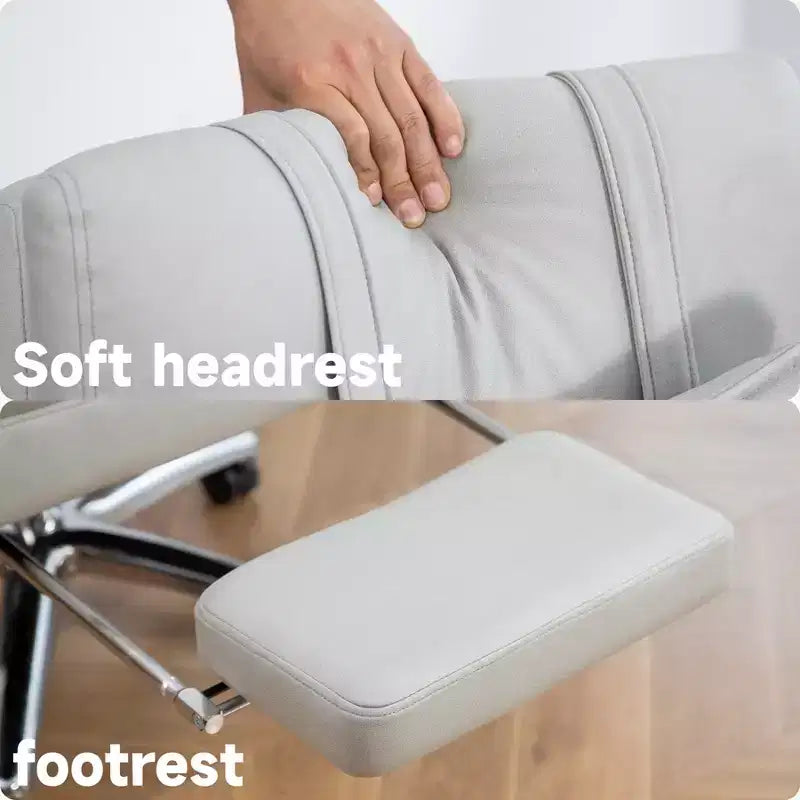 Sedia Girevole Ergonomica da Ufficio, Sedia da Ufficio con Schienale Alto in Pelle Tecnologica con Supporto Lombare e Poggiatesta, Sedia da Computer Reclinabile