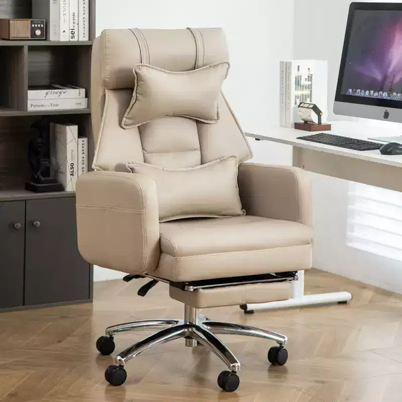 Sedia Girevole Ergonomica da Ufficio, Sedia da Ufficio con Schienale Alto in Pelle Tecnologica con Supporto Lombare e Poggiatesta, Sedia da Computer Reclinabile