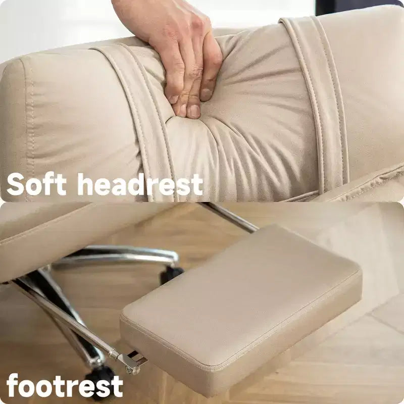 Sedia Girevole Ergonomica da Ufficio, Sedia da Ufficio con Schienale Alto in Pelle Tecnologica con Supporto Lombare e Poggiatesta, Sedia da Computer Reclinabile