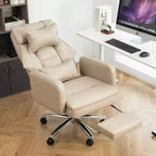 Swivel Ergonomic Office Chair, Technology Leather High Back Office Chair with Lumbar Support Headrest, Reclining Computer Chair