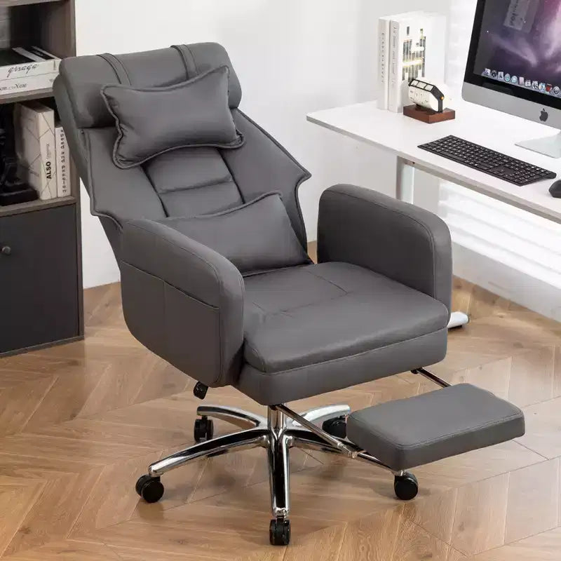 Sedia Girevole Ergonomica da Ufficio, Sedia da Ufficio con Schienale Alto in Pelle Tecnologica con Supporto Lombare e Poggiatesta, Sedia da Computer Reclinabile