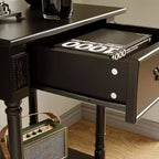 Comodino Famapy Chic Bianco/Nero con cassetto e ripiano inferiore, tavolino laterale: Elegante soluzione salvaspazio per la camera da letto, comodino con cassetto