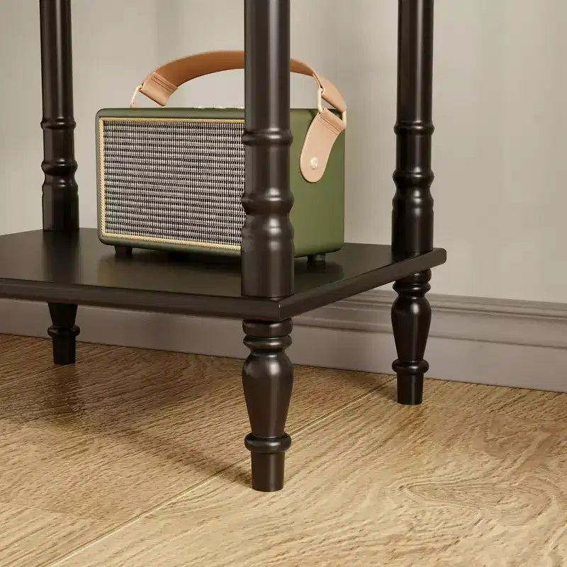 Comodino Famapy Chic Bianco/Nero con cassetto e ripiano inferiore, tavolino laterale: Elegante soluzione salvaspazio per la camera da letto, comodino con cassetto