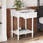 Comodino Famapy Chic Bianco/Nero con cassetto e ripiano inferiore, tavolino laterale: Elegante soluzione salvaspazio per la camera da letto, comodino con cassetto
