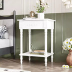 Comodino Famapy Chic Bianco/Nero con cassetto e ripiano inferiore, tavolino laterale: Elegante soluzione salvaspazio per la camera da letto, comodino con cassetto