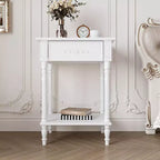 Comodino Famapy Chic Bianco/Nero con cassetto e ripiano inferiore, tavolino laterale: Elegante soluzione salvaspazio per la camera da letto, comodino con cassetto
