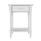 Comodino Famapy Chic Bianco/Nero con cassetto e ripiano inferiore, tavolino laterale: Elegante soluzione salvaspazio per la camera da letto, comodino con cassetto