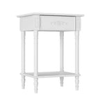 Comodino Famapy Chic Bianco/Nero con cassetto e ripiano inferiore, tavolino laterale: Elegante soluzione salvaspazio per la camera da letto, comodino con cassetto