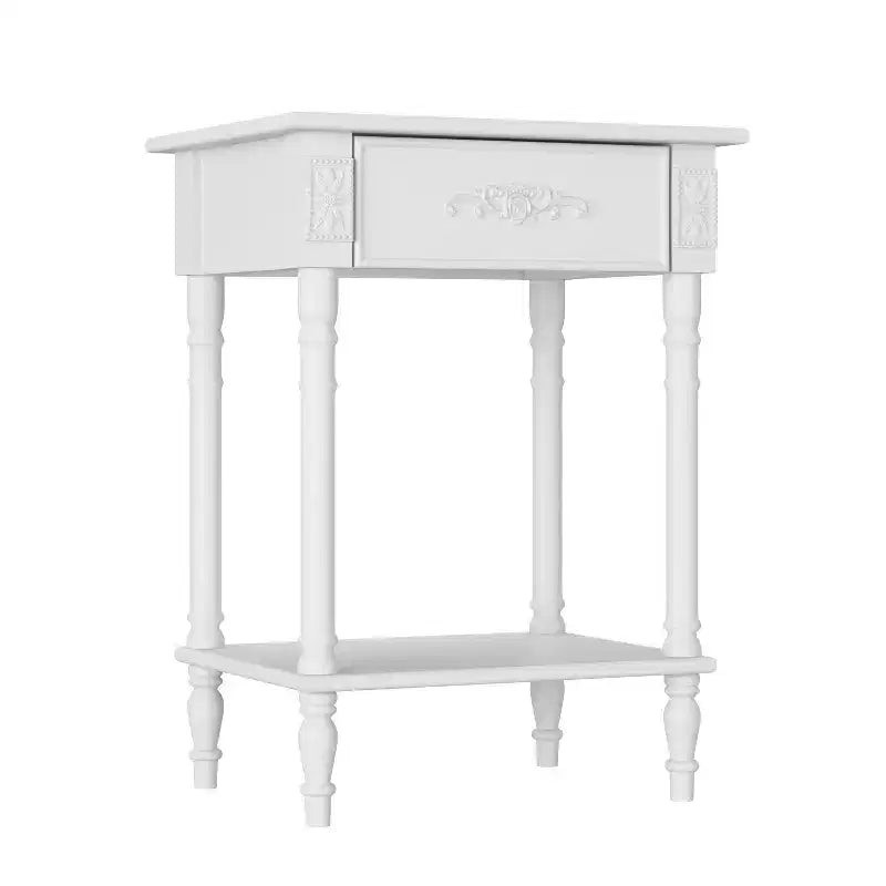 Comodino Famapy Chic Bianco/Nero con cassetto e ripiano inferiore, tavolino laterale: Elegante soluzione salvaspazio per la camera da letto, comodino con cassetto
