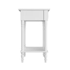 Comodino Famapy Chic Bianco/Nero con cassetto e ripiano inferiore, tavolino laterale: Elegante soluzione salvaspazio per la camera da letto, comodino con cassetto