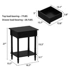 Comodino Famapy Chic Bianco/Nero con cassetto e ripiano inferiore, tavolino laterale: Elegante soluzione salvaspazio per la camera da letto, comodino con cassetto
