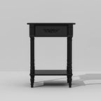 Comodino Famapy Chic Bianco/Nero con cassetto e ripiano inferiore, tavolino laterale: Elegante soluzione salvaspazio per la camera da letto, comodino con cassetto