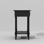 Comodino Famapy Chic Bianco/Nero con cassetto e ripiano inferiore, tavolino laterale: Elegante soluzione salvaspazio per la camera da letto, comodino con cassetto
