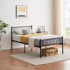 Metal Platform Bed Frame with Headboard, Footboard, Under-Bed Storage, No Spring Mattress Required, Easy to Assemble and Noiseless