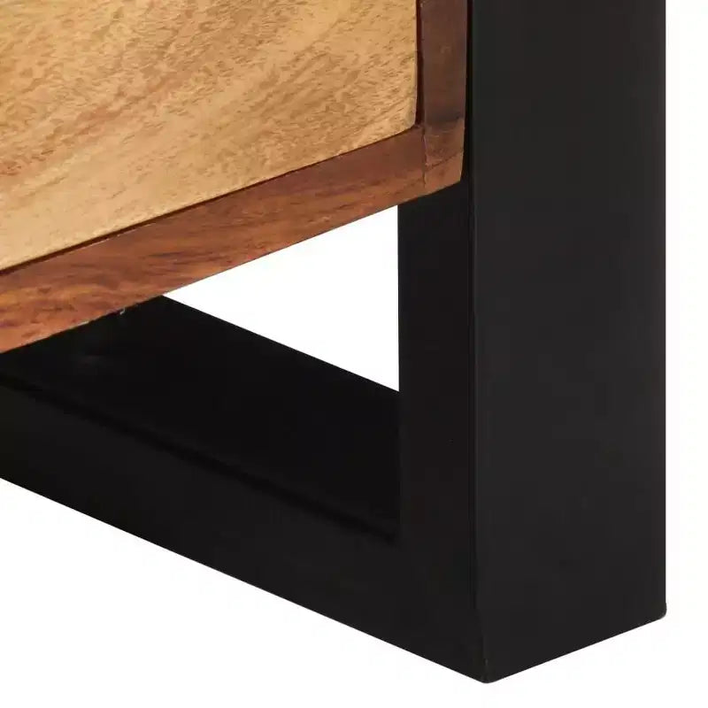 vidaXL Mobile TV in Legno Massello di Sheesham – Marrone Stile Vintage, 120x35x45 cm, con Due Cassetti e Uno Scaffale, Struttura in Acciaio Resistente