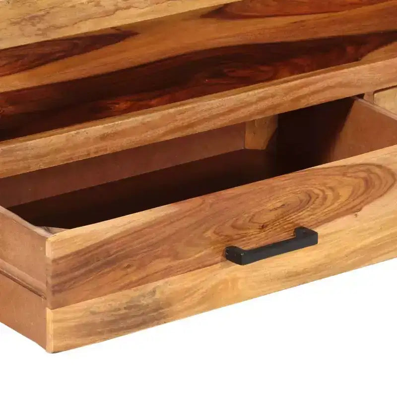 vidaXL Mobile TV in Legno Massello di Sheesham – Marrone Stile Vintage, 120x35x45 cm, con Due Cassetti e Uno Scaffale, Struttura in Acciaio Resistente