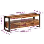 vidaXL Mobile TV in Legno Massello di Sheesham – Marrone Stile Vintage, 120x35x45 cm, con Due Cassetti e Uno Scaffale, Struttura in Acciaio Resistente