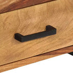 vidaXL Mobile TV in Legno Massello di Sheesham – Marrone Stile Vintage, 120x35x45 cm, con Due Cassetti e Uno Scaffale, Struttura in Acciaio Resistente